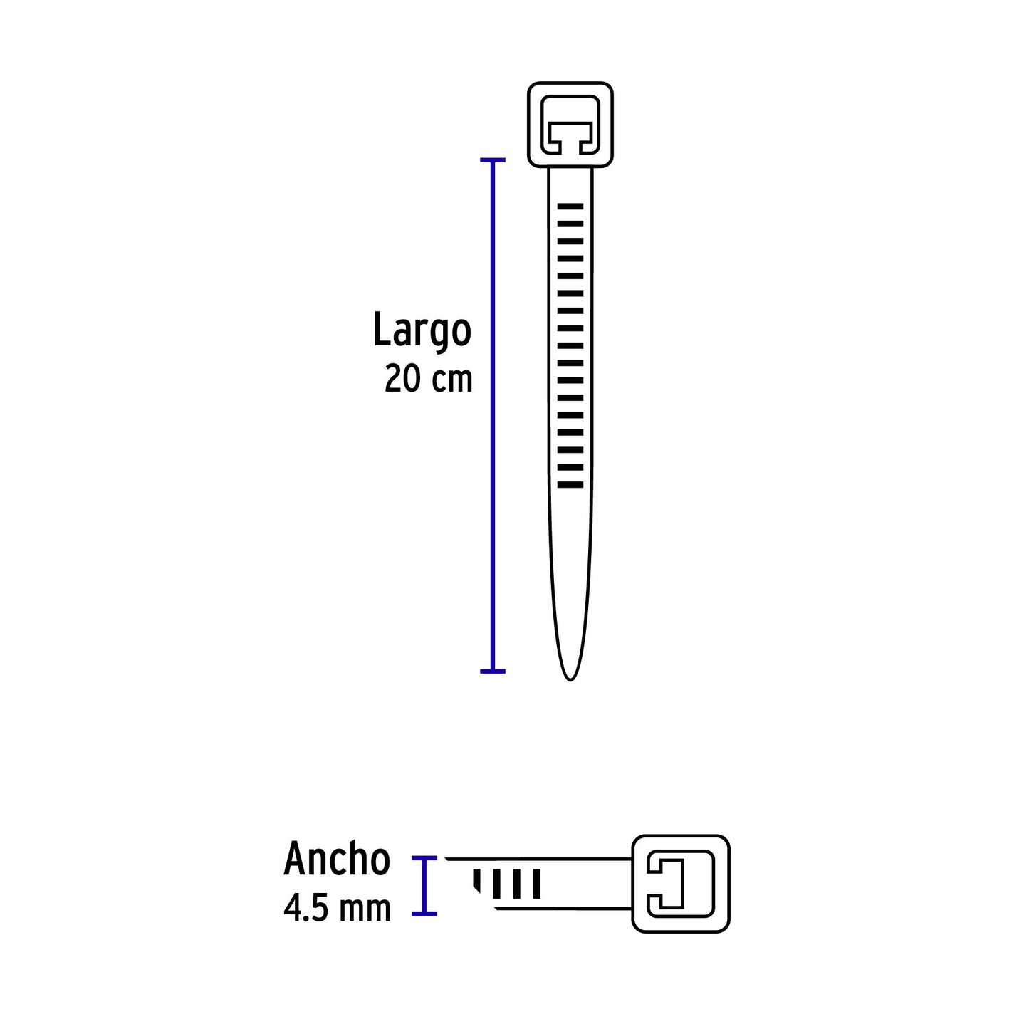 Bolsa con 50 cinchos plásticos 50 lb, 200x4.5 mm, naturales CIN-5020 44306 MM00