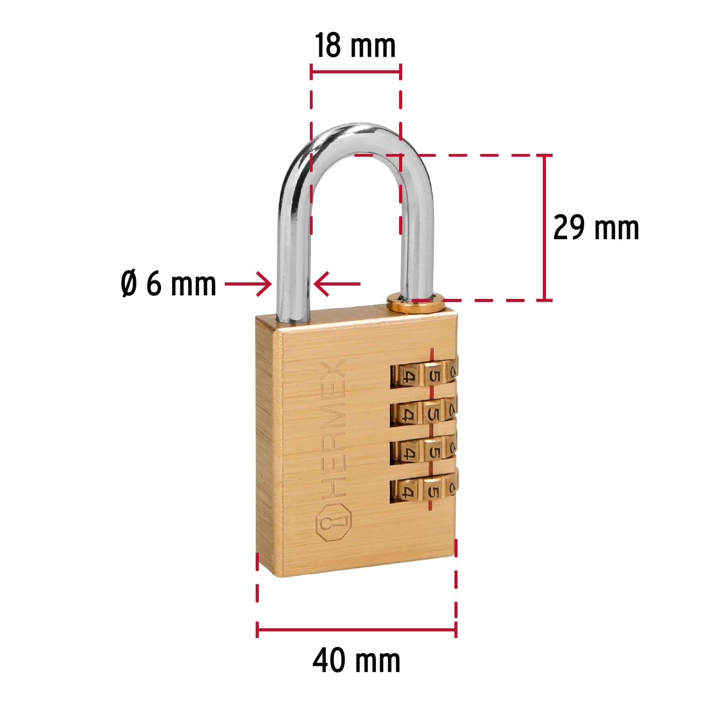 Candado de combinación 40 mm cuerpo de latón en blíster CL-40C 43348 MM0