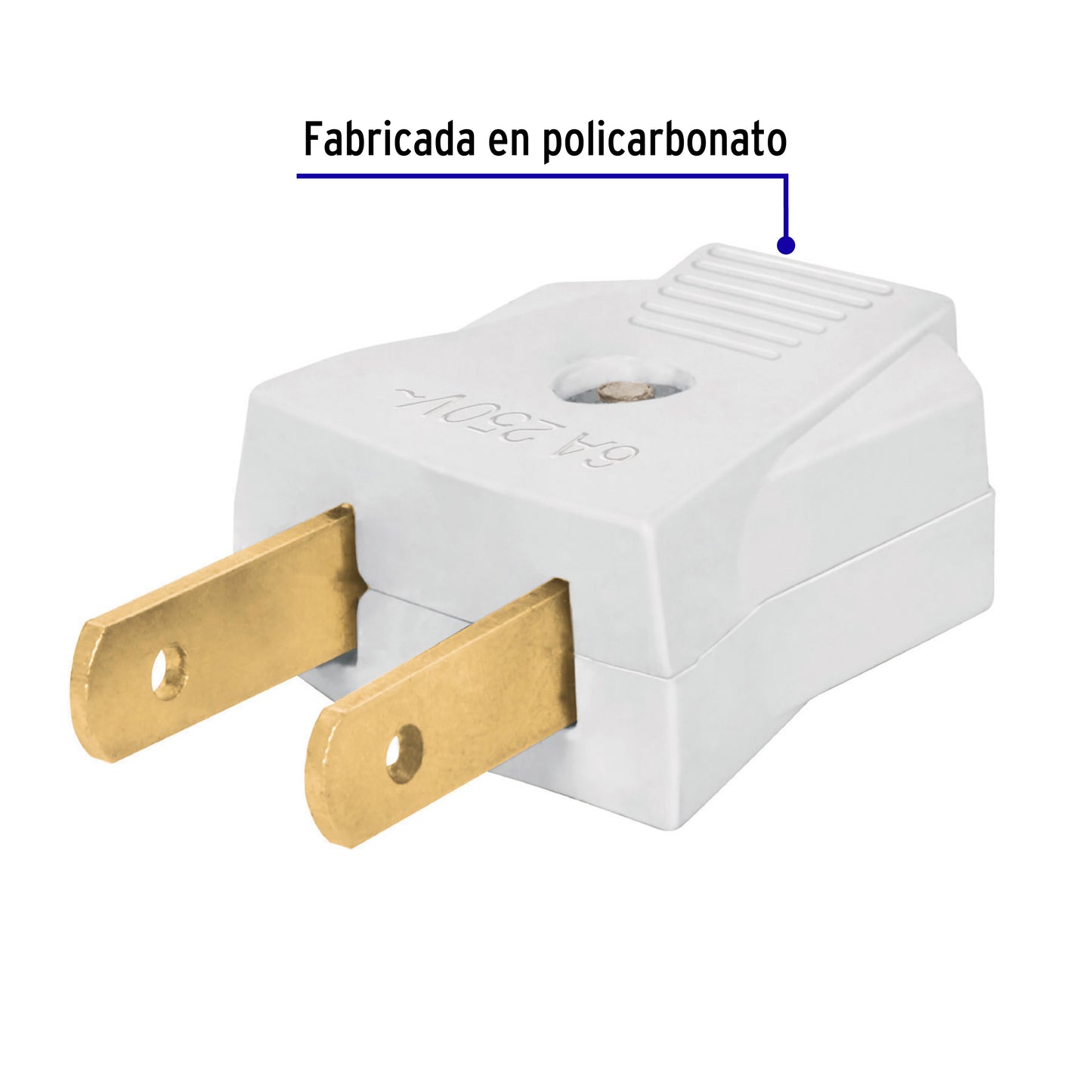 2 Clavijas no polarizadas planas de policarbonato, Volteck CL-PL 46209 MM00