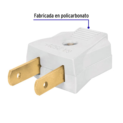 2 Clavijas no polarizadas planas de policarbonato, Volteck CL-PL 46209 MM00