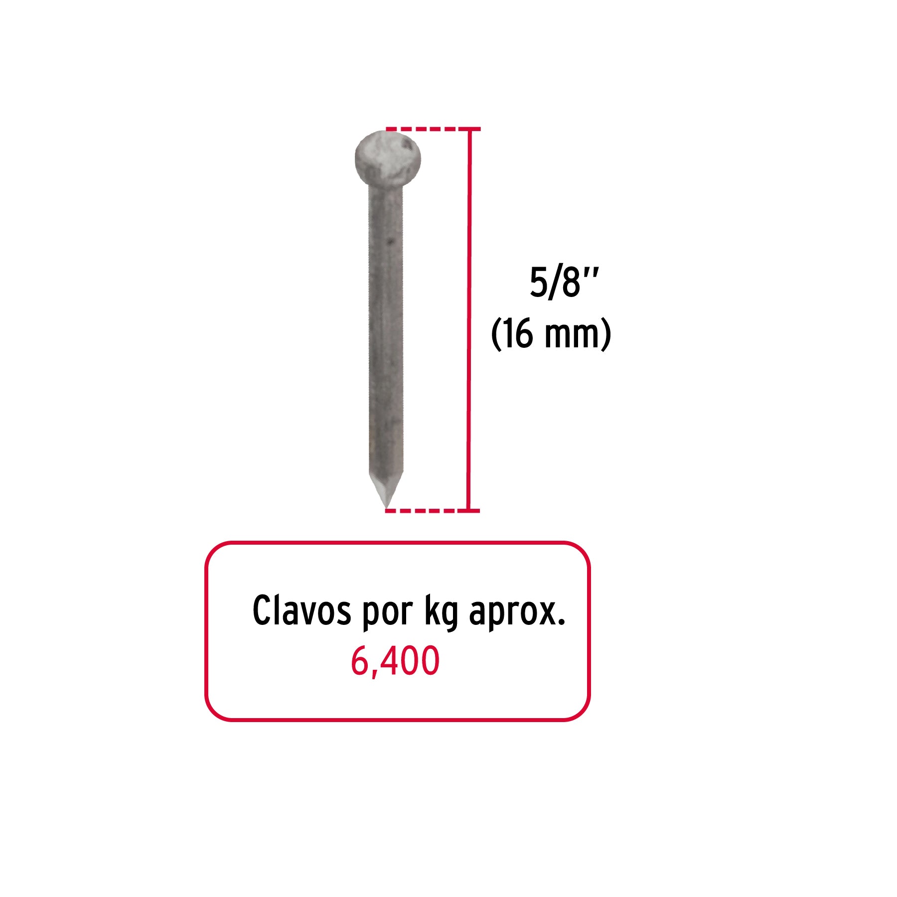 Bolsa con 1 kg de clavos alfilerillos de 5/8' sin cabeza CLA-5/8S 44503 MM1