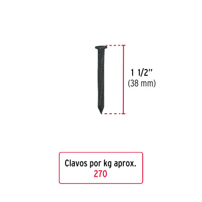 Bolsa con 1 kg de clavos para concreto negros 1-1/2', Fiero CLC-1-1/2N 44132 MM0