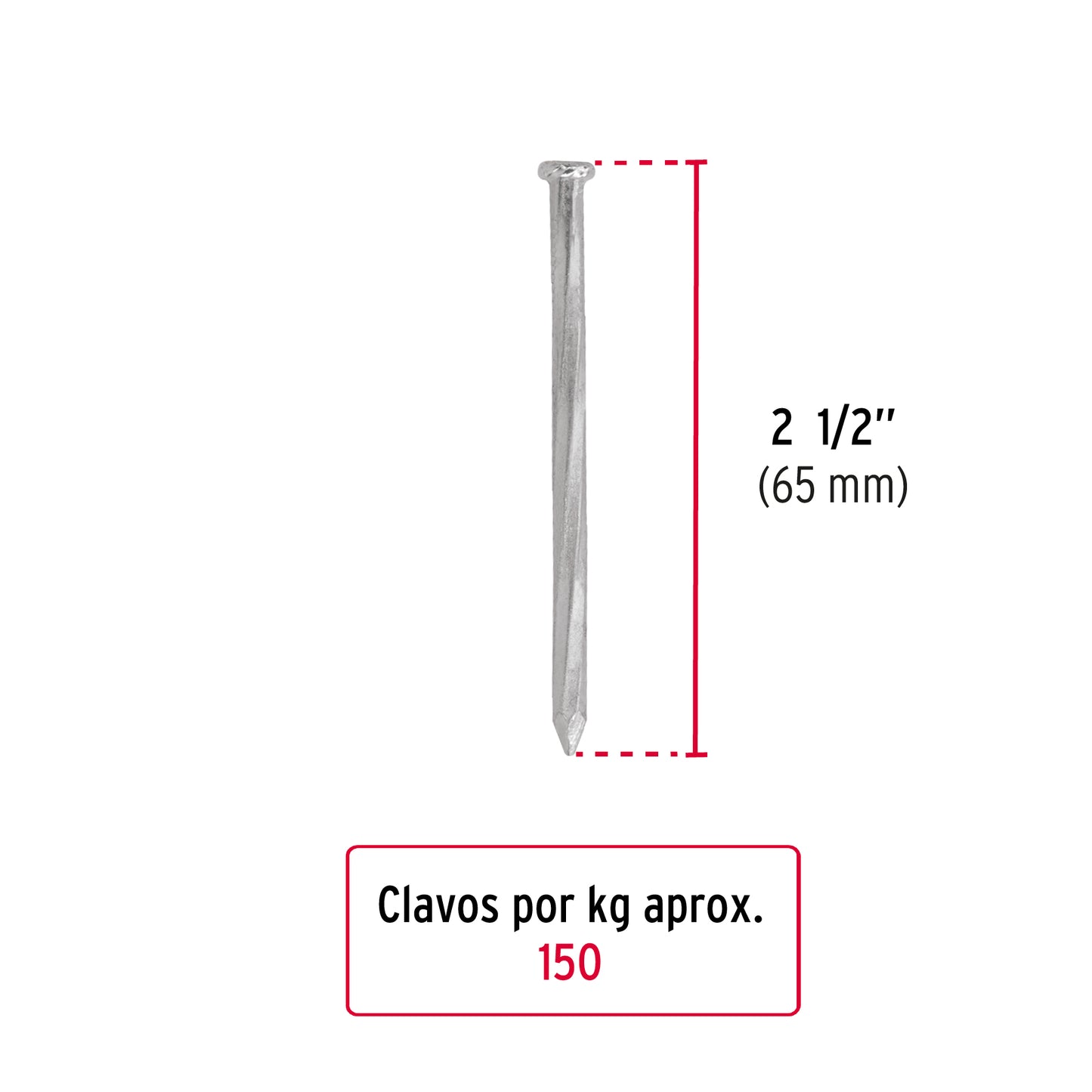 Bolsa con 1 kg de clavos para concreto galvanizados 2-1/2' CLC-2-1/2G 44124 MM0