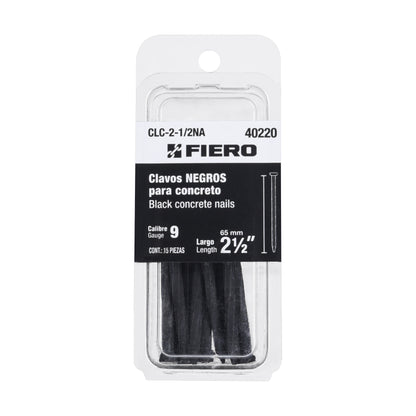 Blíster con 15 clavos negros para concreto 2-1/2', Fiero CLC-2-1/2NA 40220 MM1