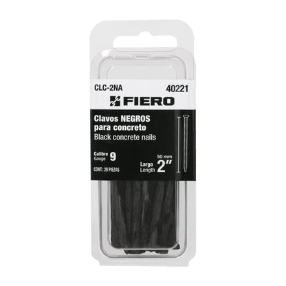 Blíster con 20 clavos negros para concreto 2', Fiero CLC-2NA 40221 MM1