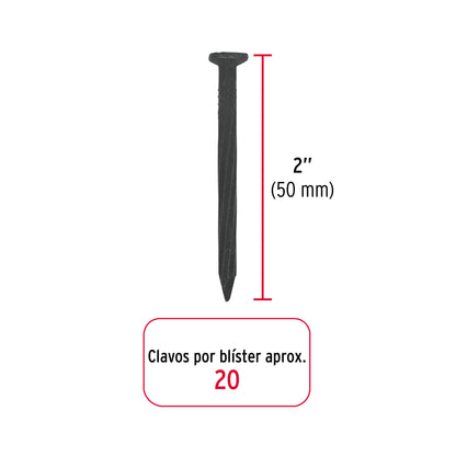 Blíster con 20 clavos negros para concreto 2', Fiero CLC-2NA 40221 MM1