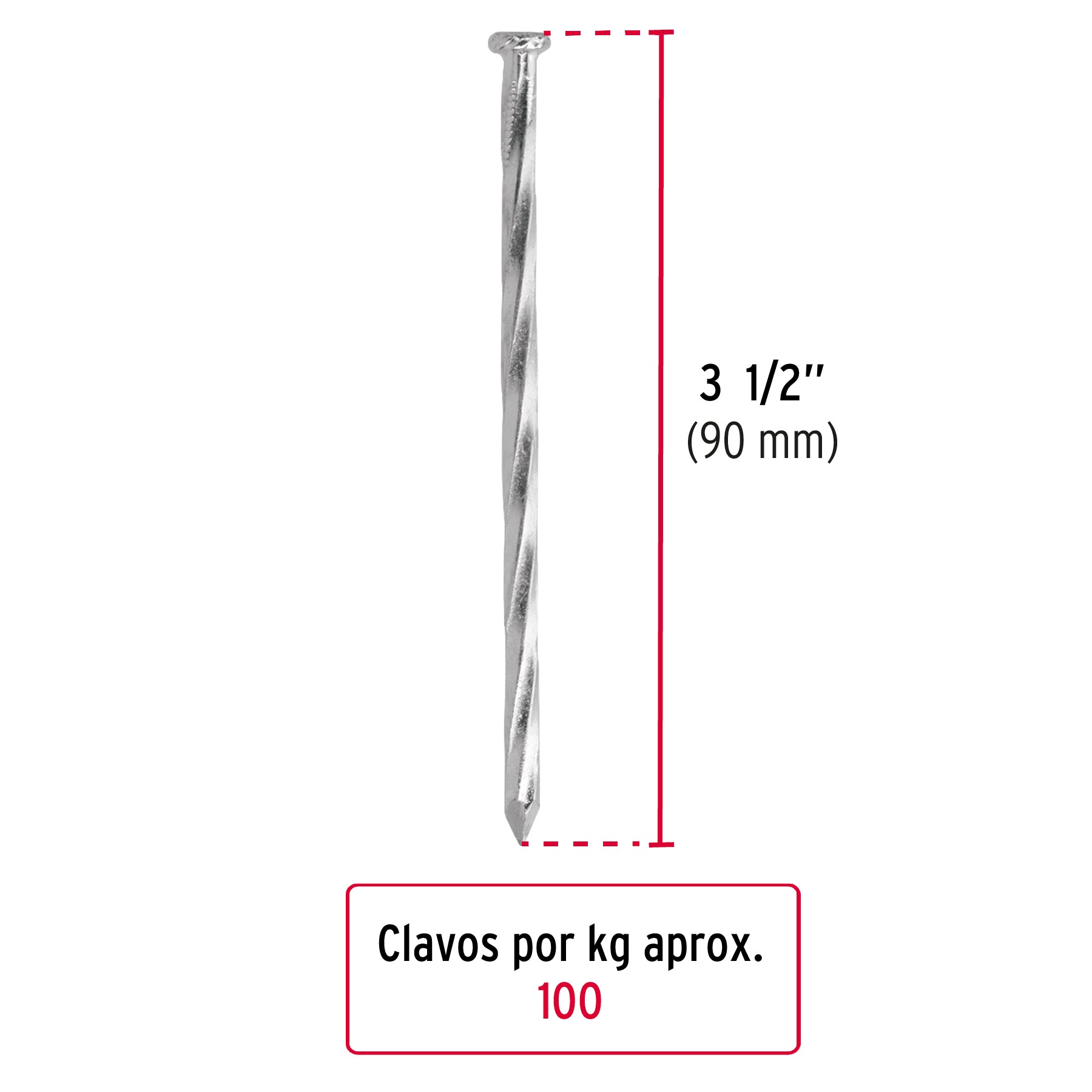 Bolsa con 1 kg de clavos para concreto galvanizados 3-1/2' CLC-3-1/2G 44126 MM0