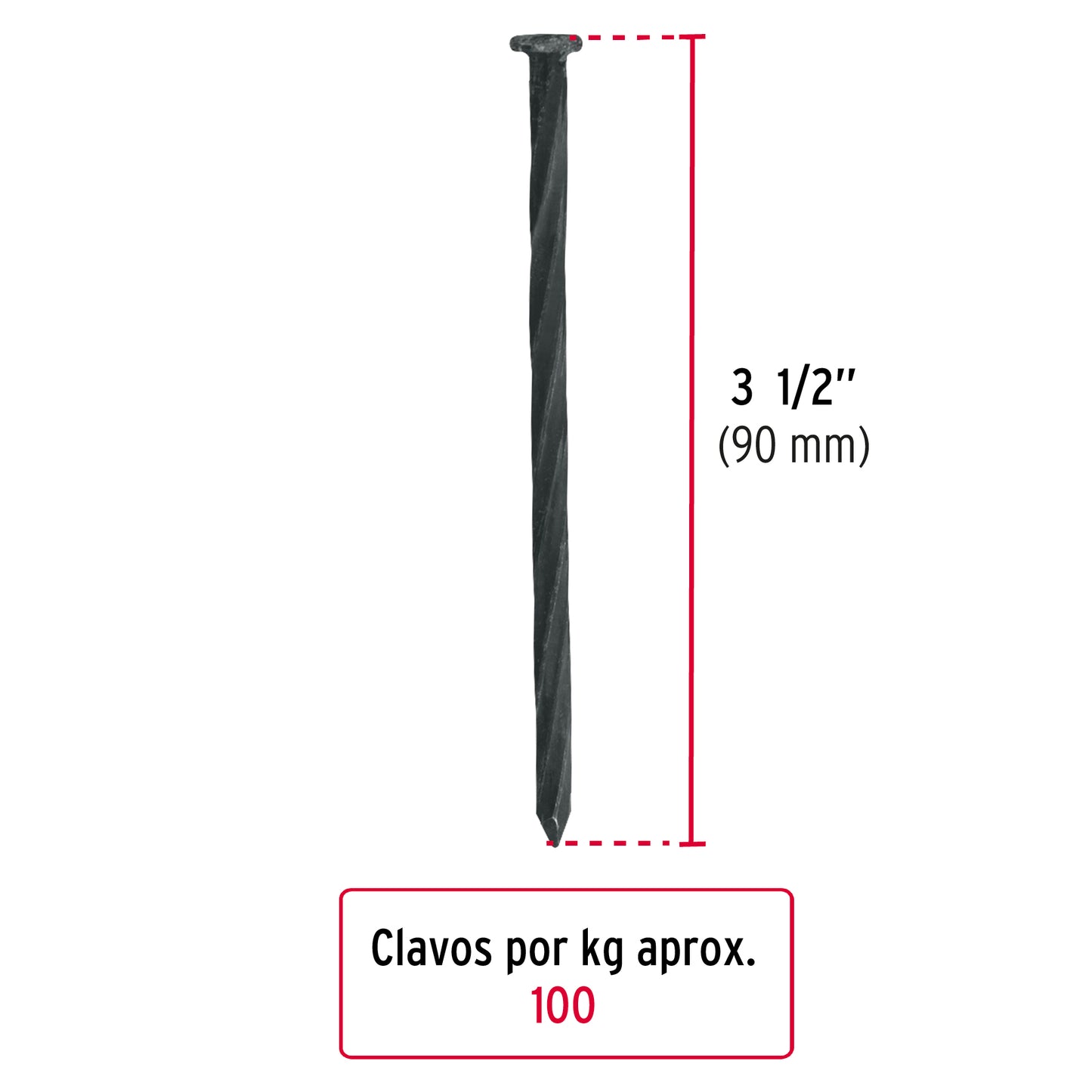 Bolsa con 1 kg de clavos para concreto negros 3-1/2', Fiero CLC-3-1/2N 44136 MM0