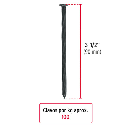 Bolsa con 1 kg de clavos para concreto negros 3-1/2', Fiero CLC-3-1/2N 44136 MM0