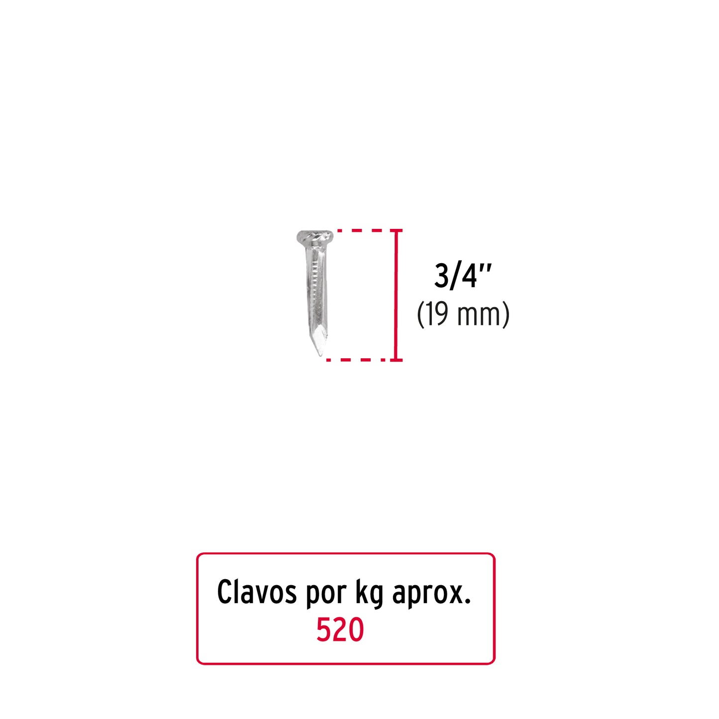 Bolsa con 1 kg de clavos para concreto galvanizados 3/4' CLC-3/4G 44120 MM0