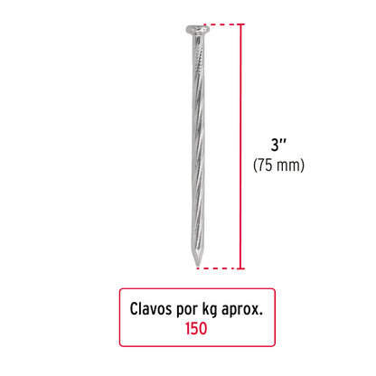 Bolsa con 1 kg de clavos para concreto galvanizados 3' CLC-3G 44125 MM0