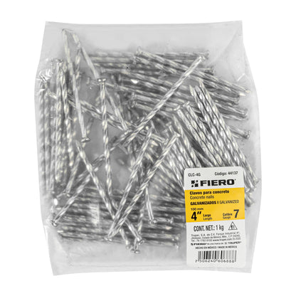 Bolsa con 1 kg de clavos para concreto galvanizados 4' CLC-4G 44137 MM0