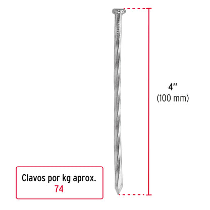 Bolsa con 1 kg de clavos para concreto galvanizados 4' CLC-4G 44137 MM0