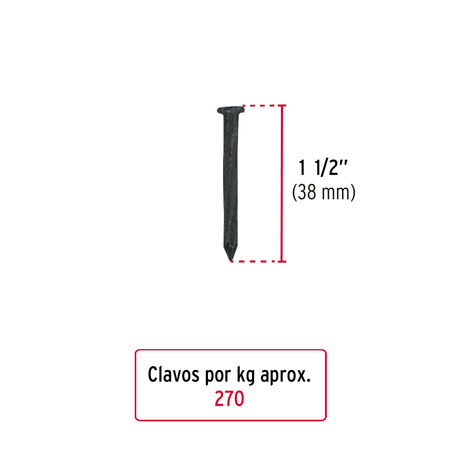 Kilo de clavo para concreto 1-1/2' negro, caja de 25 kg CLCG-1-1/2N 44845 MM0