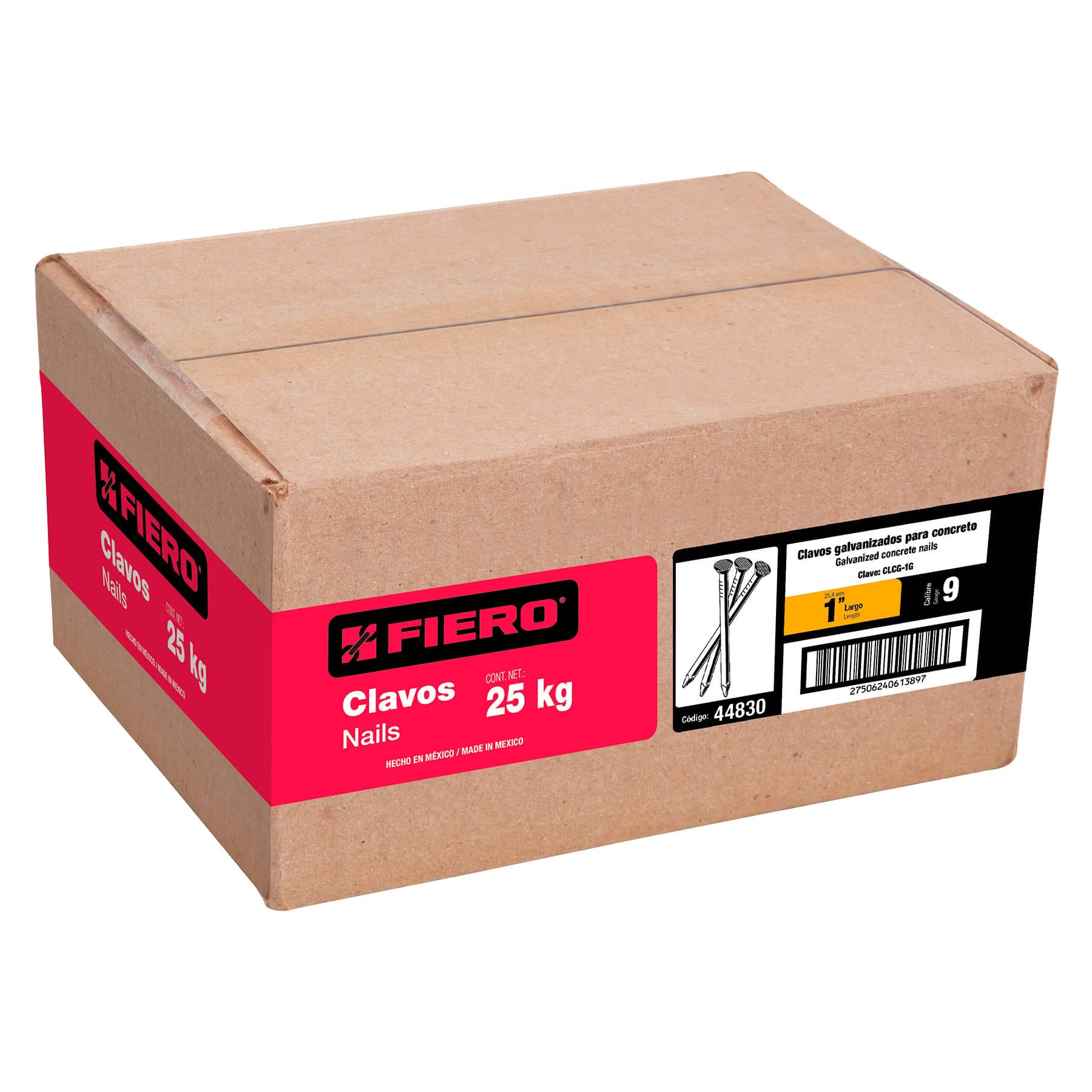 Kilo de clavo para concreto 1' galvanizado, caja de 25 kg CLCG-1G 44830 MM0