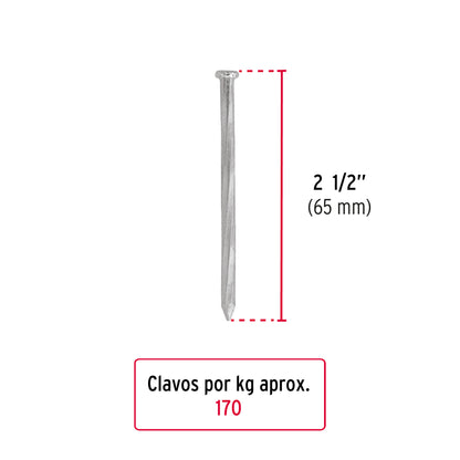 Kilo de clavo para concreto 2-1/2' galvanizado, caja 25 kg CLCG-2-1/2G 44833 MM0