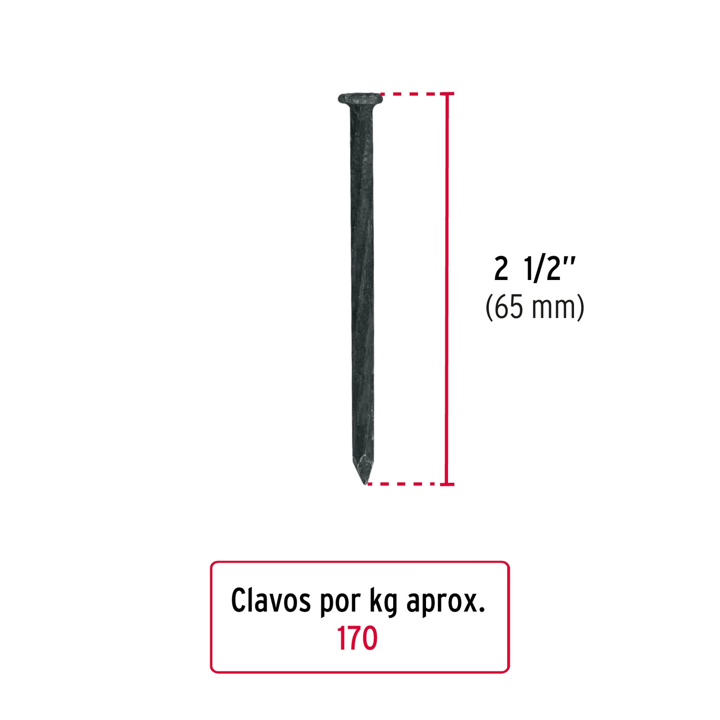 Kilo de clavo para concreto 2-1/2' negro, caja de 25 kg CLCG-2-1/2N 44847 MM0