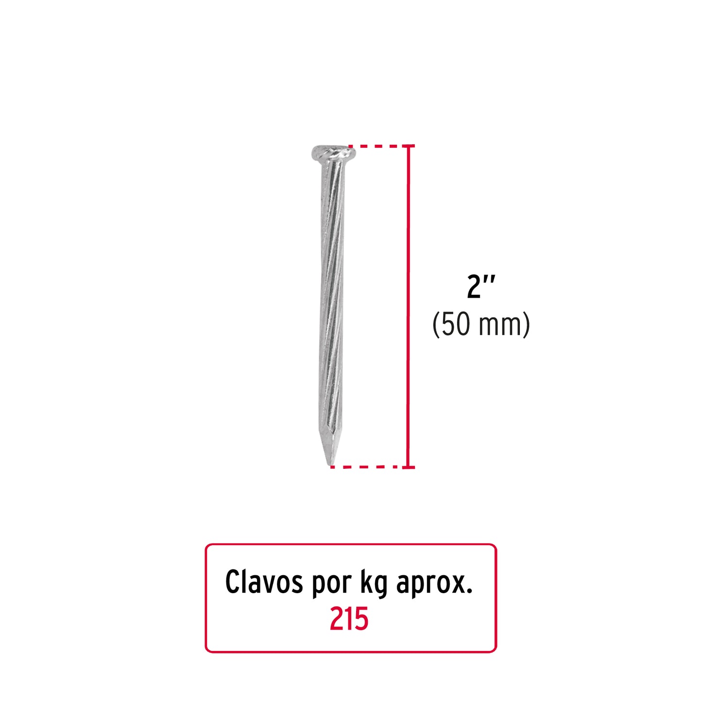 Kilo de clavo para concreto 2' galvanizado, caja de 25 kg CLCG-2G 44832 MM0