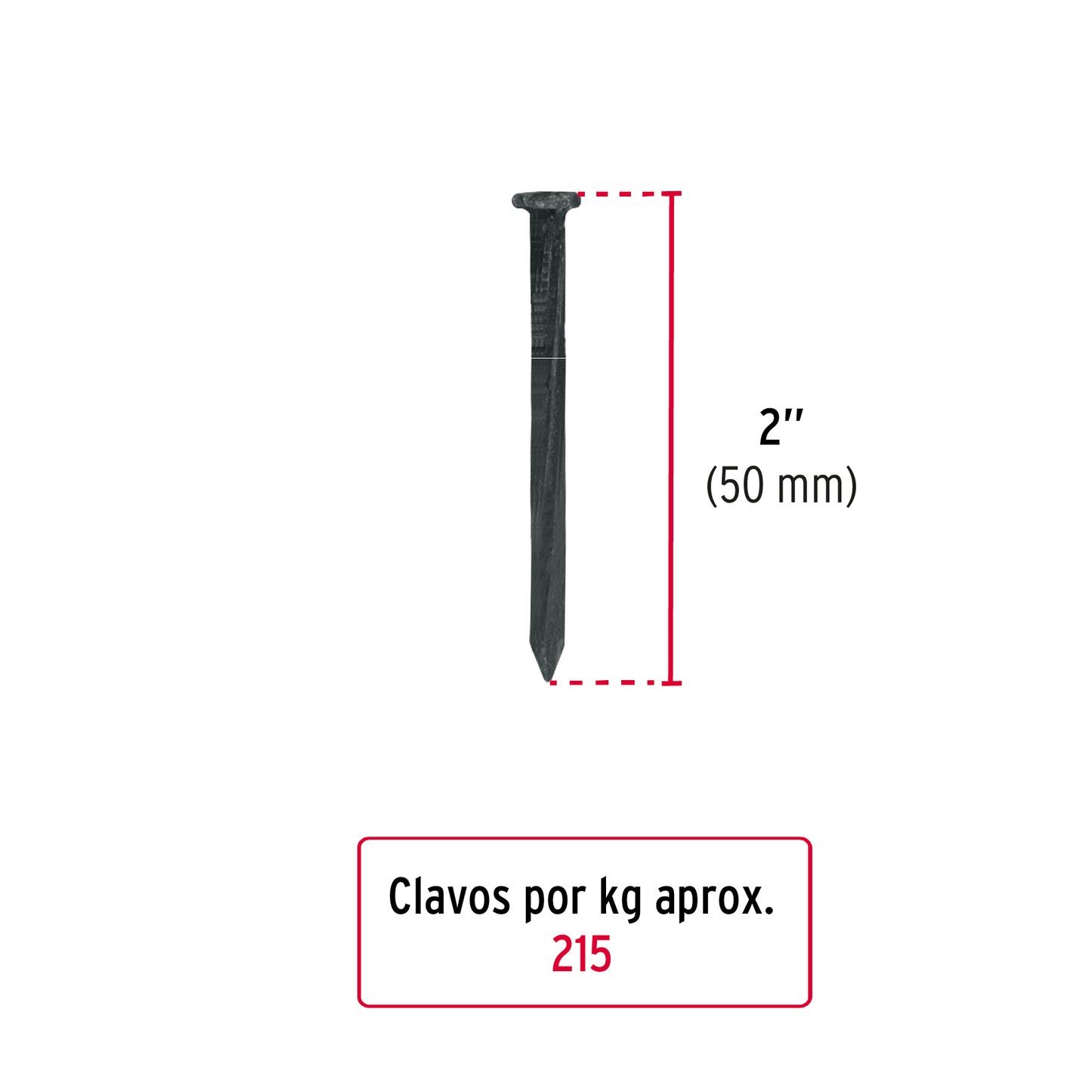 Kilo de clavo para concreto 2' negro, caja de 25 kg, Fiero CLCG-2N 44846 MM0