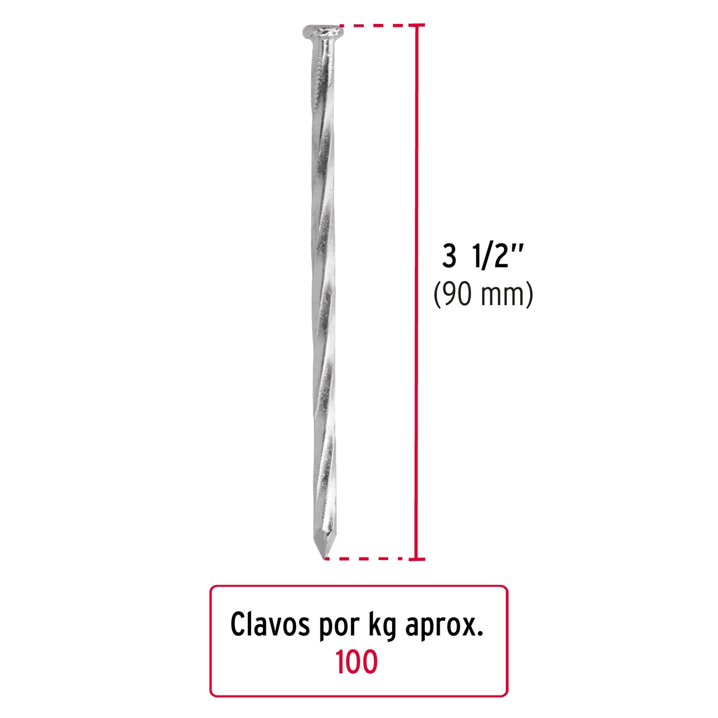 Kilo de clavo para concreto 3-1/2' galvanizado, caja 25 kg CLCG-3-1/2G 44835 MM0