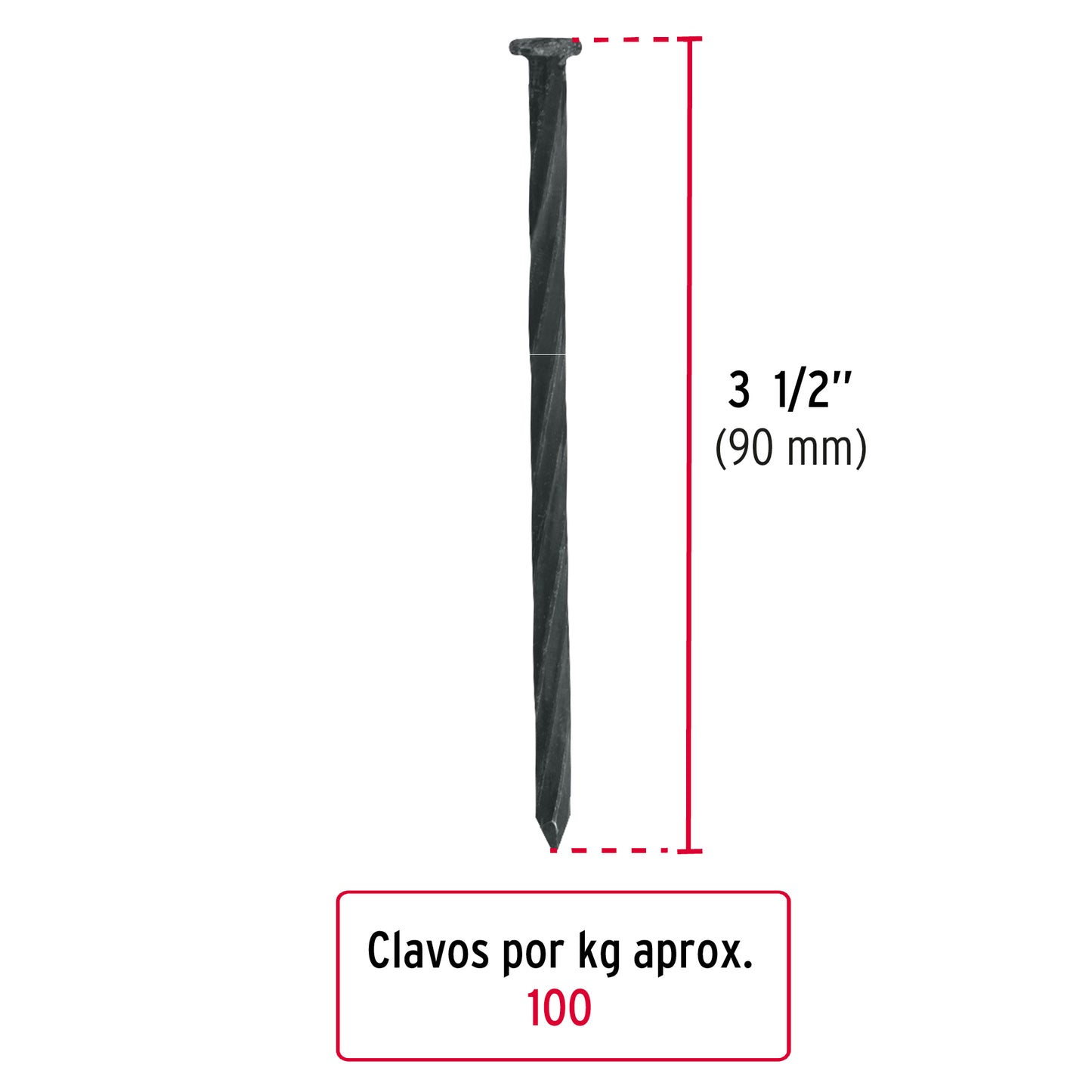 Kilo de clavo para concreto 3-1/2' negro, caja de 25 kg CLCG-3-1/2N 44849 MM0