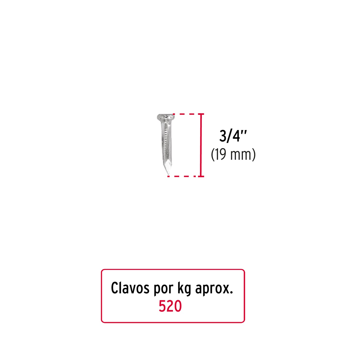 Kilo de clavo para concreto 3/4' galvanizado, caja de 25 kg CLCG-3/4G 44829 MM0