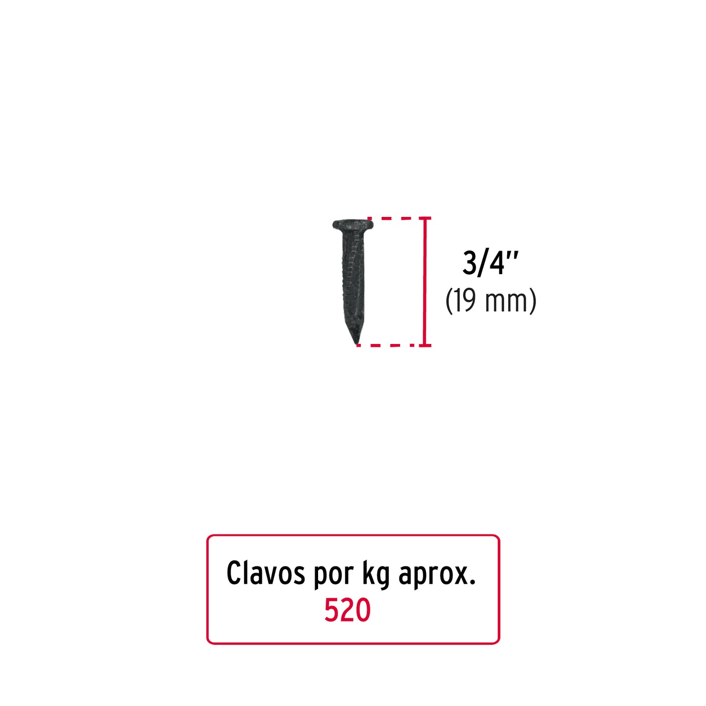 Kilo de clavo para concreto 3/4' negro, caja de 25 kg, Fiero CLCG-3/4N 44843 MM0