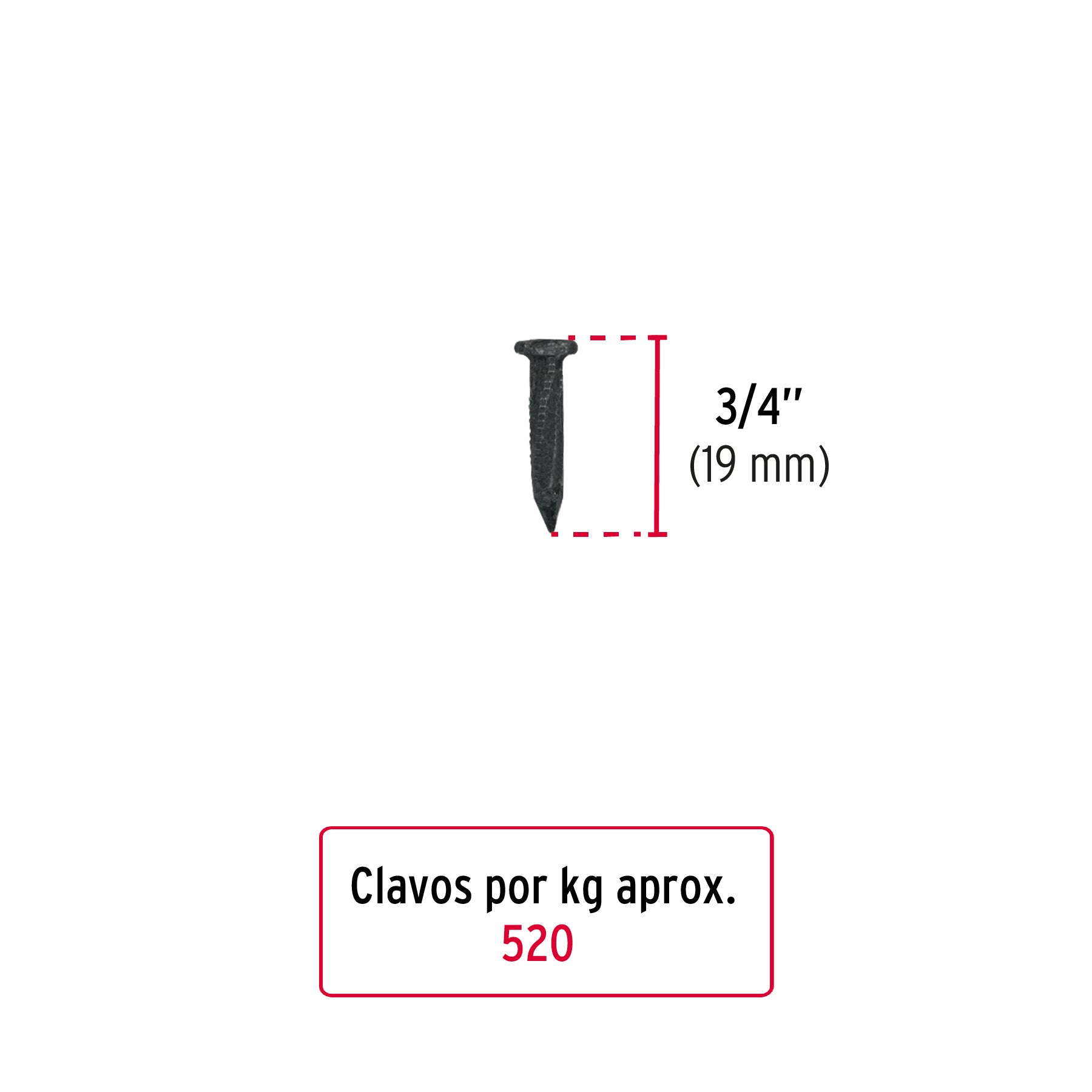 Kilo de clavo para concreto 3/4' negro, caja de 25 kg, Fiero CLCG-3/4N 44843 MM0