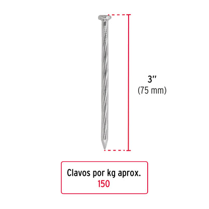 Kilo de clavo para concreto 3' galvanizado, caja de 25 kg CLCG-3G 44834 MM0