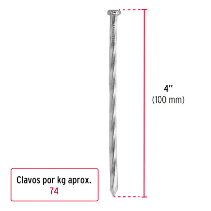 Kilo de clavo para concreto 4' galvanizado, caja de 25 kg CLCG-4G 44836 MM0