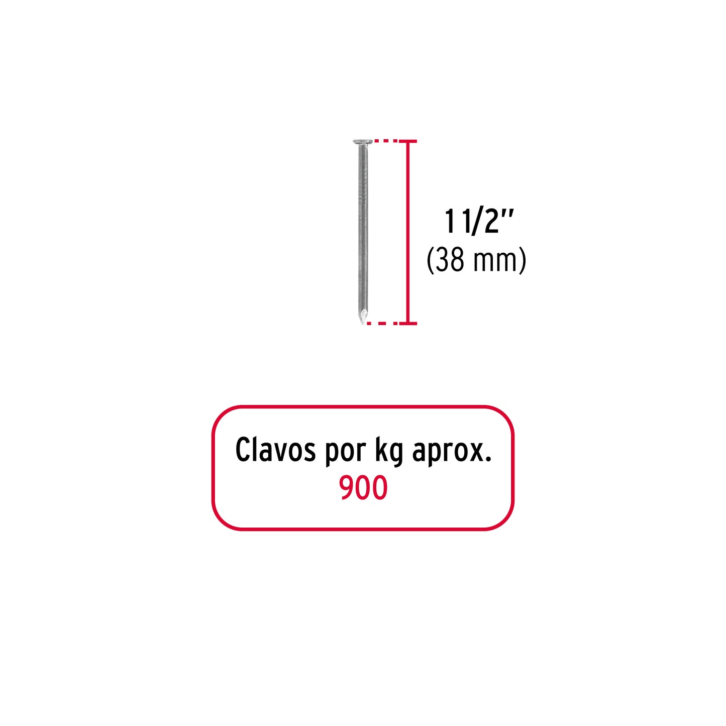 Bolsa con 1 kg de clavo estándar 1-1/2' con cabeza, Fiero CLE-1-1/2B 44815 MM2