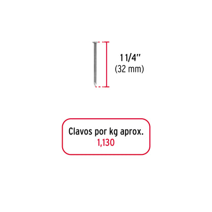 Bolsa con 1 kg de clavo estándar 1-1/4' con cabeza, Fiero CLE-1-1/4B 44814 MM2