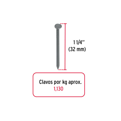 Kilo de clavo estándar 1-1/4' con cabeza en caja de 25 kg CLE-1-1/4 44150 MM2