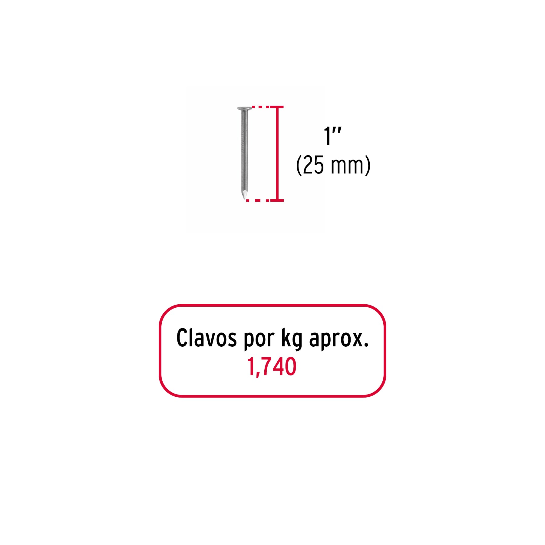 Bolsa con 1 kg de clavo estándar 1' con cabeza, Fiero CLE-1B 44813 MM2