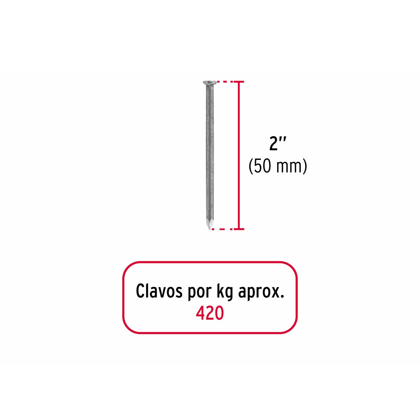 Bolsa con 1 kg de clavo estándar 2' con cabeza, Fiero CLE-2B 45021 MM2