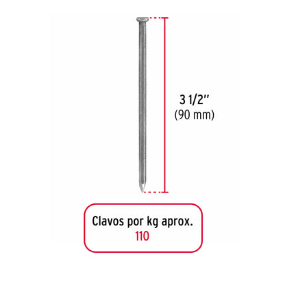 Bolsa con 1 kg de clavo estándar 3-1/2' con cabeza, Fiero CLE-3-1/2B 45024 MM2