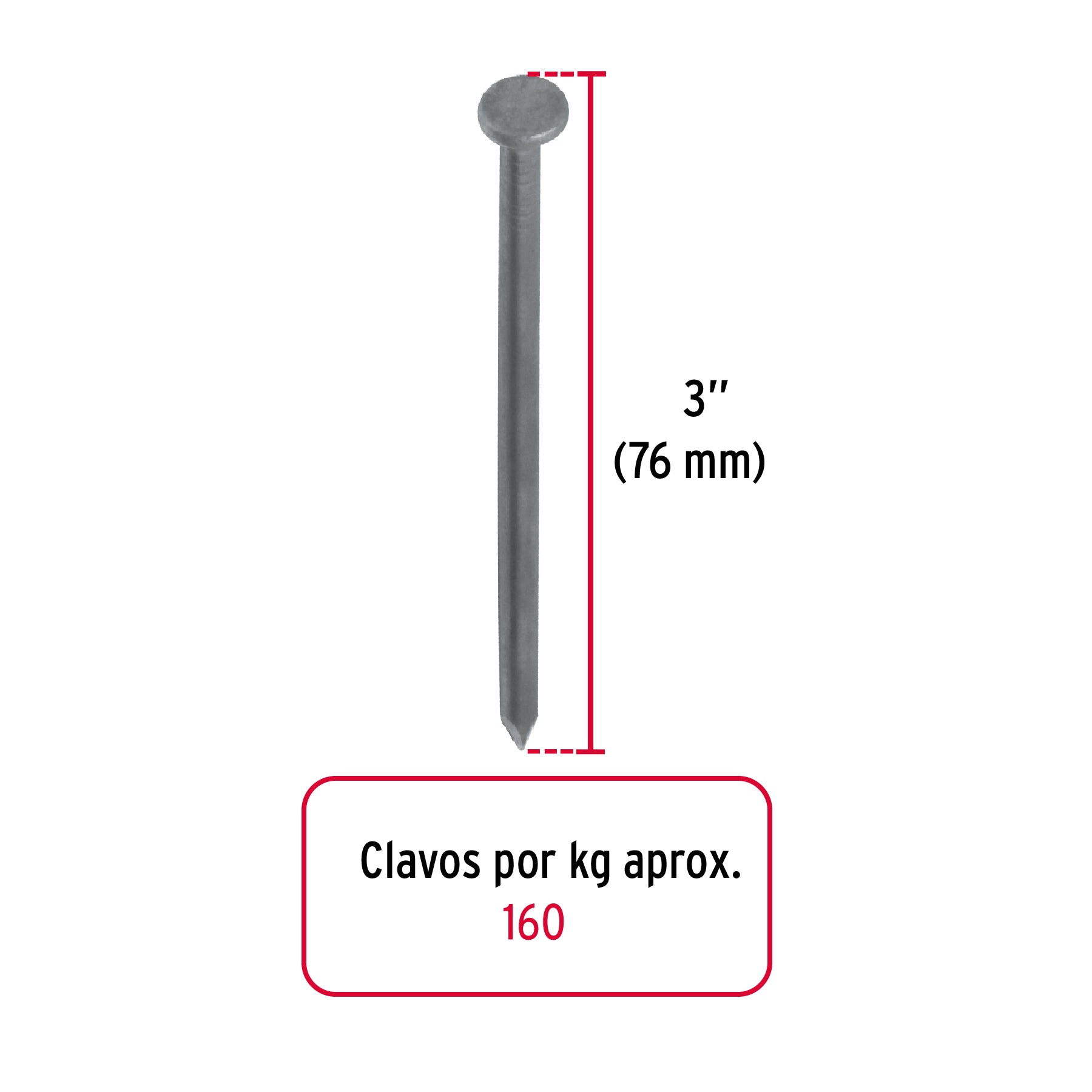 Kilo de clavo estándar 3' con cabeza en caja de 10 kg, Fiero CLE-3-10 40168 MM2