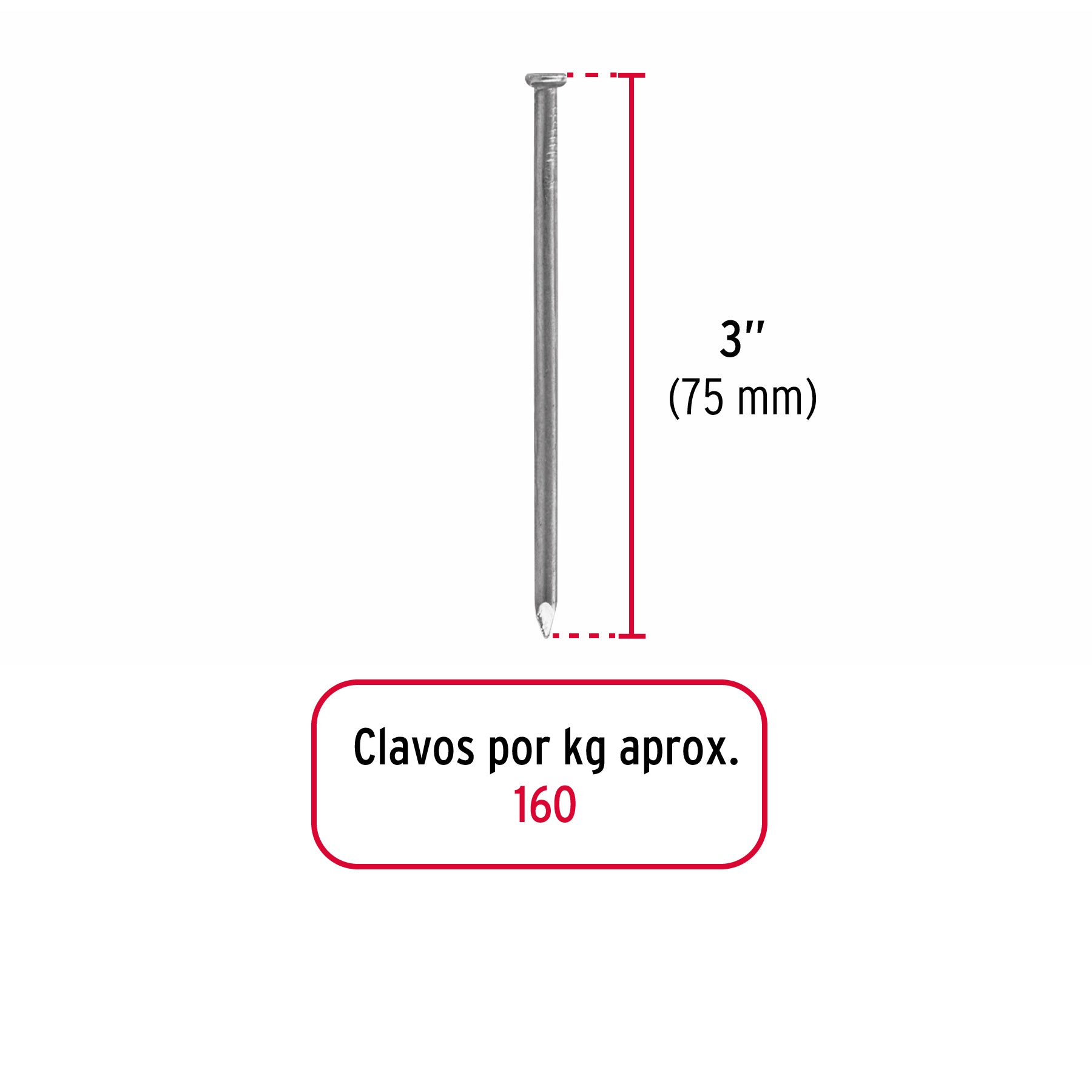 Bolsa con 1 kg de clavo estándar 3' con cabeza, Fiero CLE-3B 45023 MM2