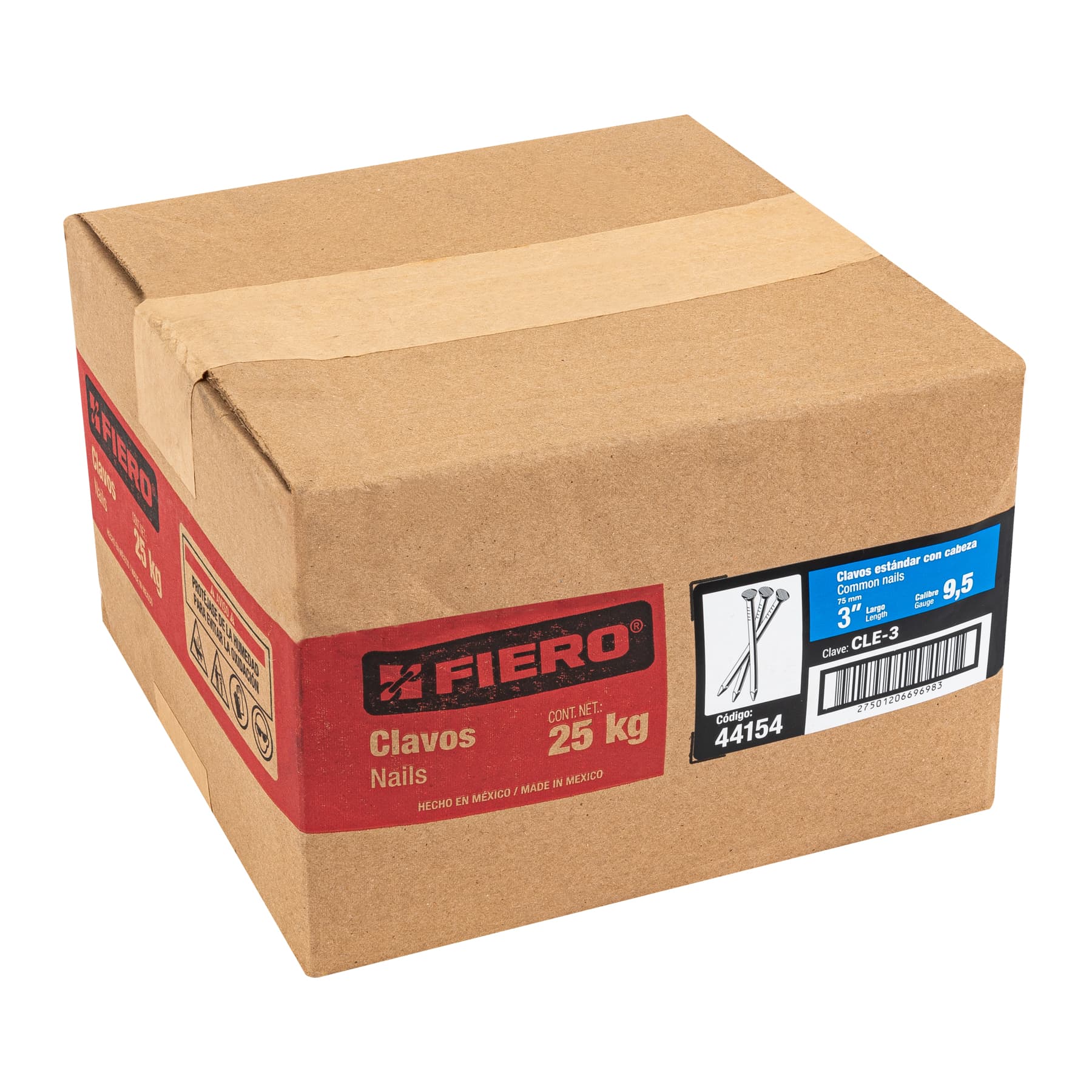 Kilo de clavo estándar 3' con cabeza en caja de 25 kg, Fiero CLE-3 44154 MM2