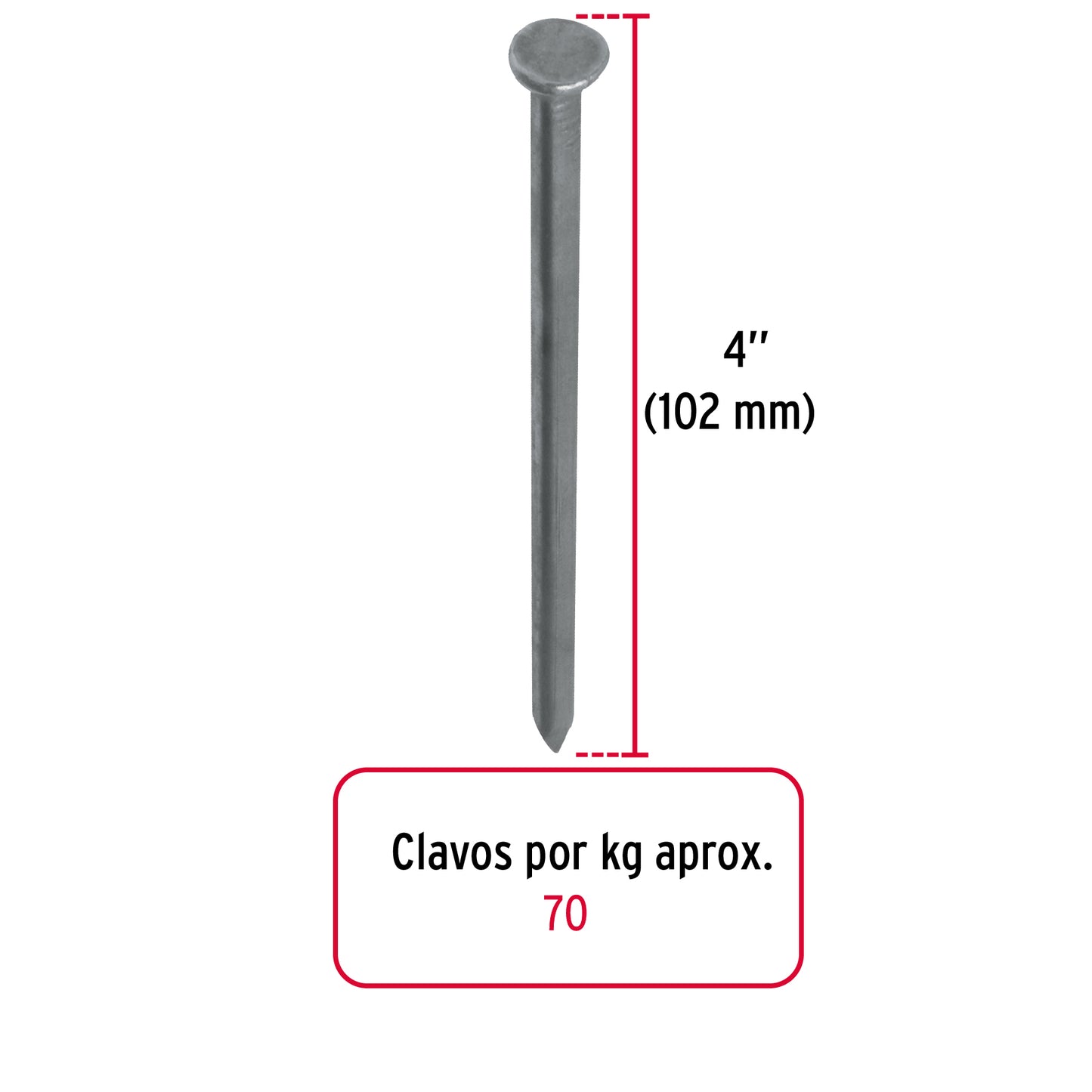 Kilo de clavo estándar 4' con cabeza en caja de 10 kg, Fiero CLE-4-10 40170 MM2