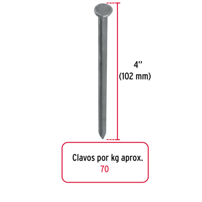 Kilo de clavo estándar 4' con cabeza en caja de 10 kg, Fiero CLE-4-10 40170 MM2