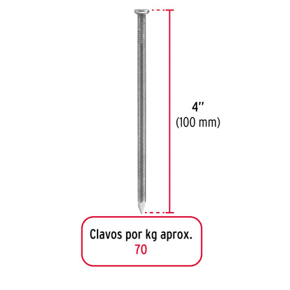 Bolsa con 1 kg de clavo estándar 4' con cabeza, Fiero CLE-4B 45025 MM2