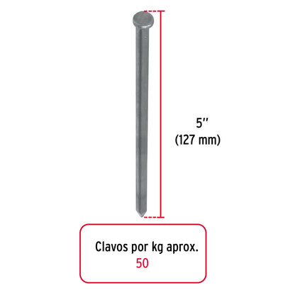 Kilo de clavo estándar 5' con cabeza en caja de 10 kg, Fiero CLE-5-10 40171 MM2