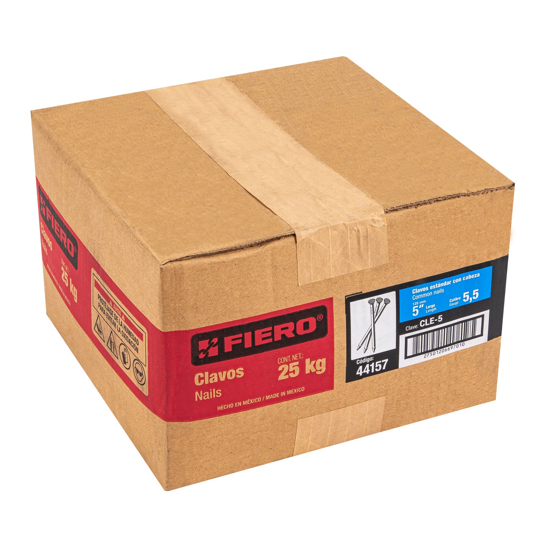 Kilo de clavo estándar 5' con cabeza en caja de 25 kg, Fiero CLE-5 44157 MM2