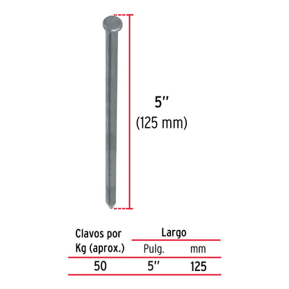 Kilo de clavo estándar 5' con cabeza en caja de 25 kg, Fiero CLE-5 44157 MM2