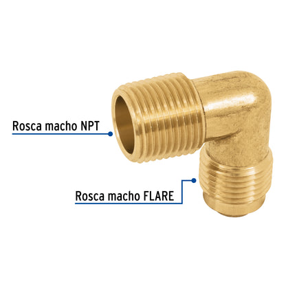 Codo terminal a 90° de latón 3/8 x 3/8', Foset CLG-512 47401 MM1