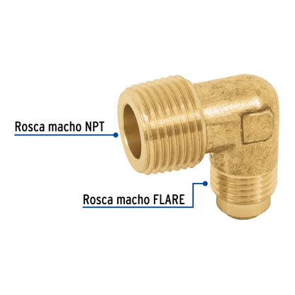 Codo terminal a 90° de latón 5/16' x 3/8', Foset CLG-514N 41058 MM1