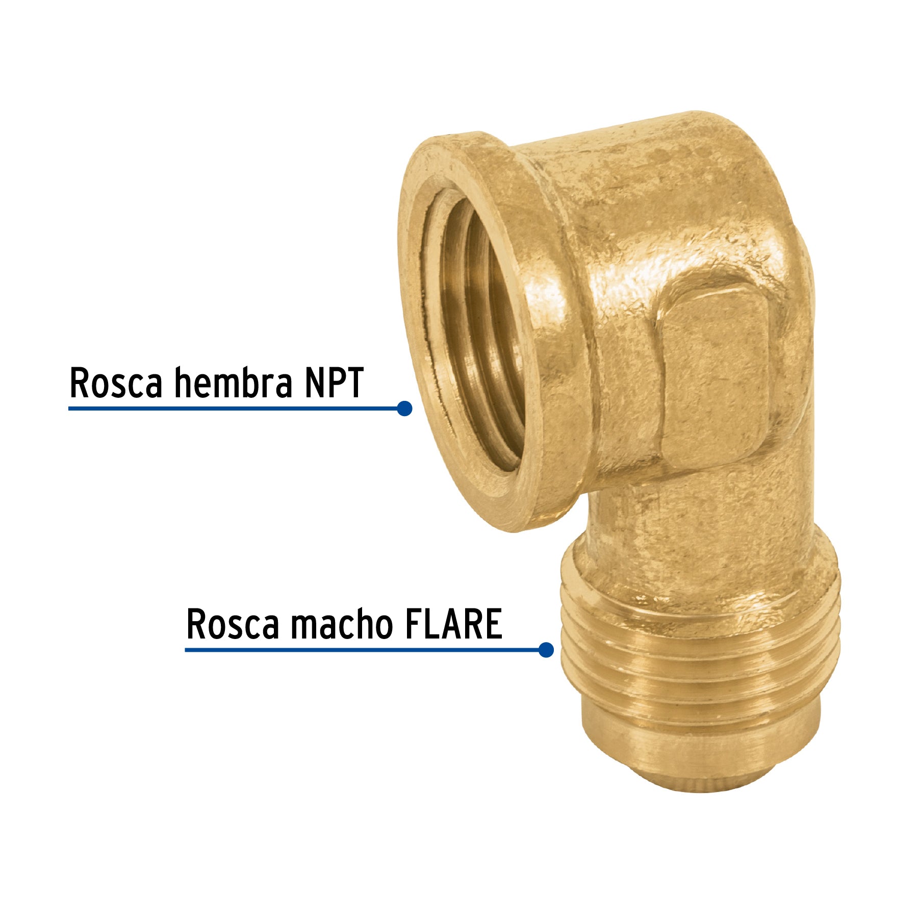 Codo para estufa a 90° de latón de 3/8 x 3/8', Foset CLG-521 47403 MM1