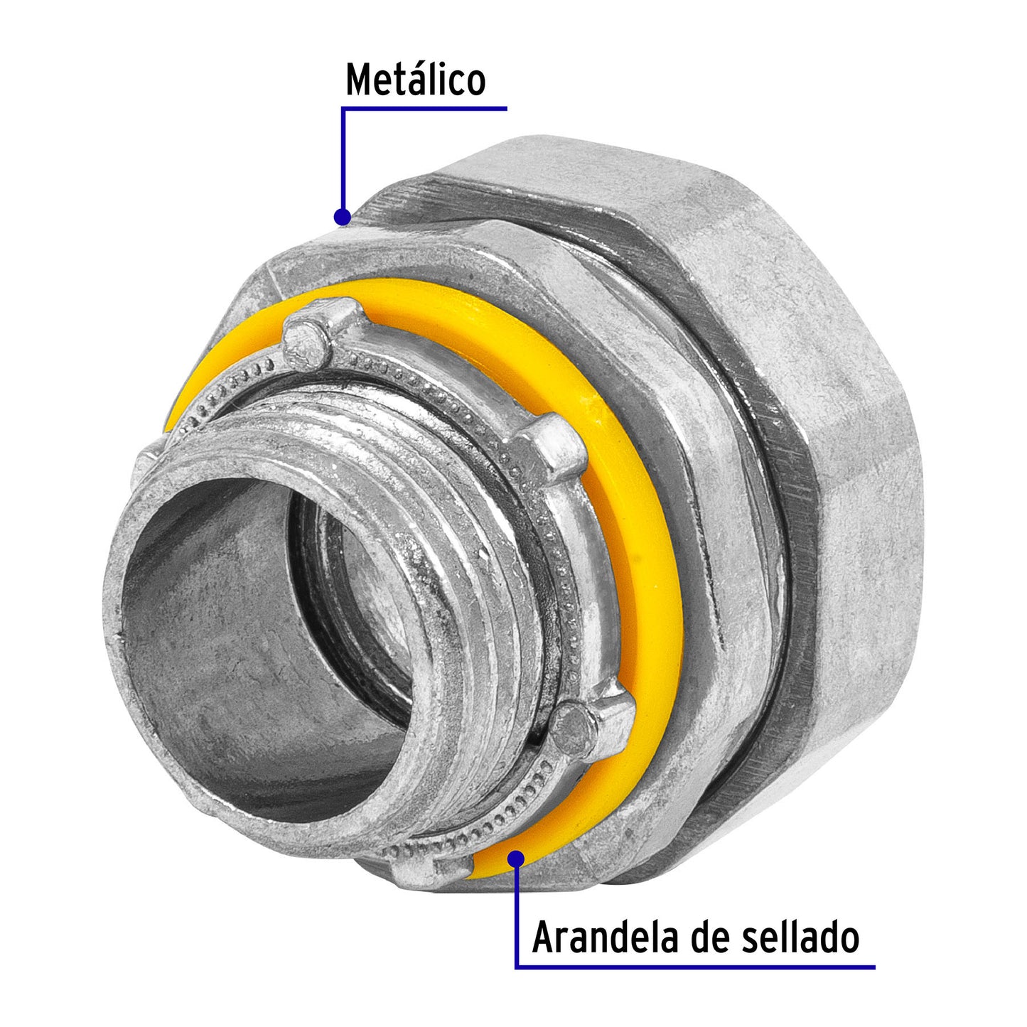 Conector recto 1/2' para tubo liquid tight, Volteck CLQ-1/2R 46930 MM00