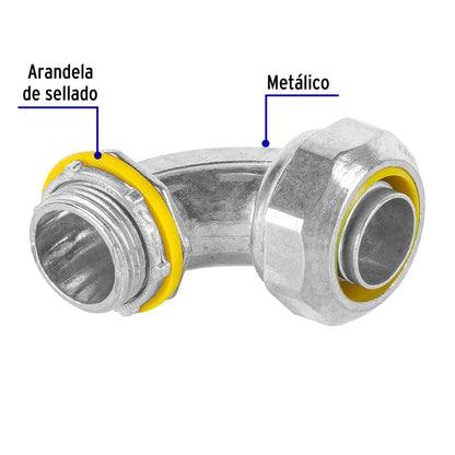 Conector curvo de 3/4' para tubo liquid tight, Volteck CLQ-3/4C 46934 MM00